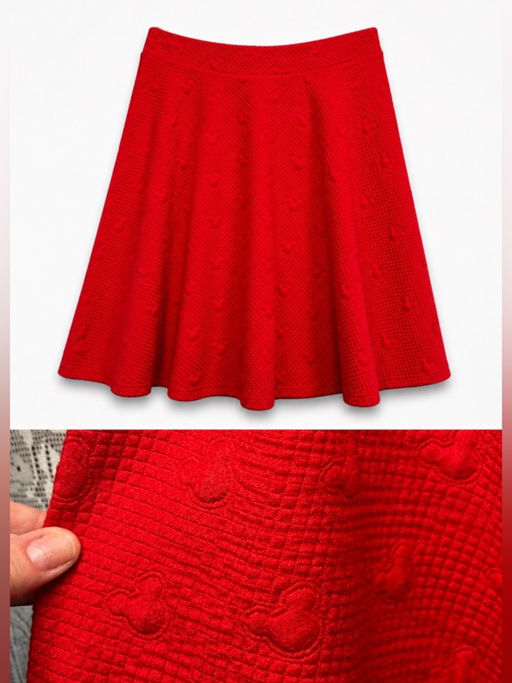 Disney x Lauren Conrad Collab Red Textured A-Line Skater Skirt (233) - Picture 1 of 9